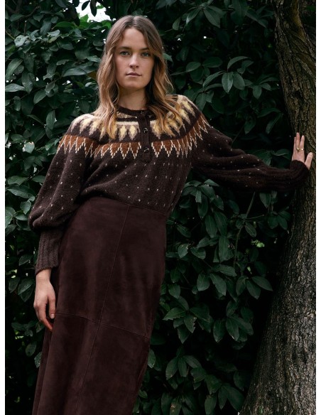 Jersey Yerse jacquard nordico Chocolate en mezcla de lana